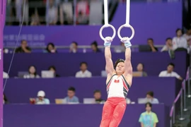 Le gymnaste Nguyên Van Khanh Phong à la Coupe du monde de gymnastique artistique 2025, étape de Varna, en Bulgarie, le 10 mai. Photo : CTV/CVN