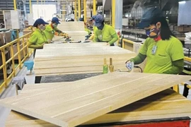 Ouvriers travaillant dans une usine de bois dans la province méridionale de Binh Duong. Photo : VNA