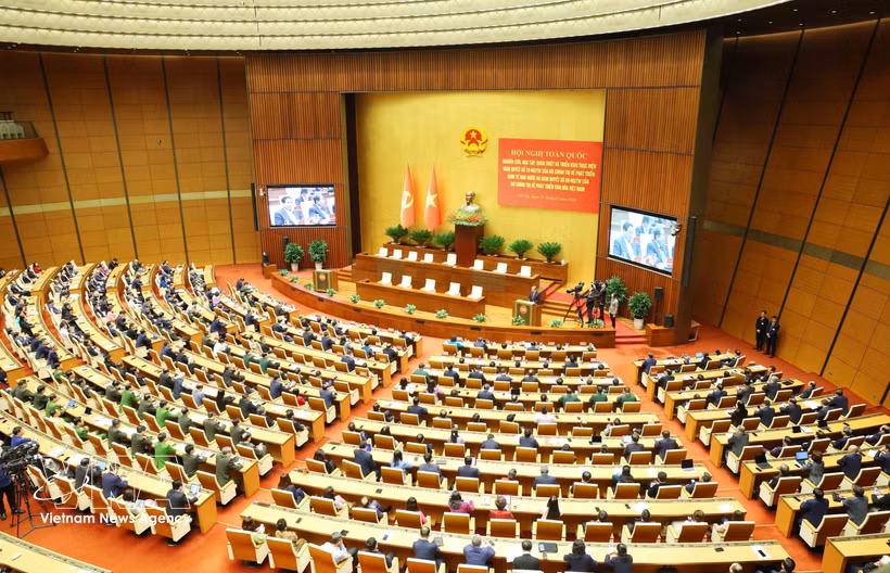 Des délégués à la conférence nationale consacrée à la diffusion et à la mise en œuvre des résolutions n° 79 et n° 80-NQ/TW, le 25 février, à Hanoï. Photo: VNA