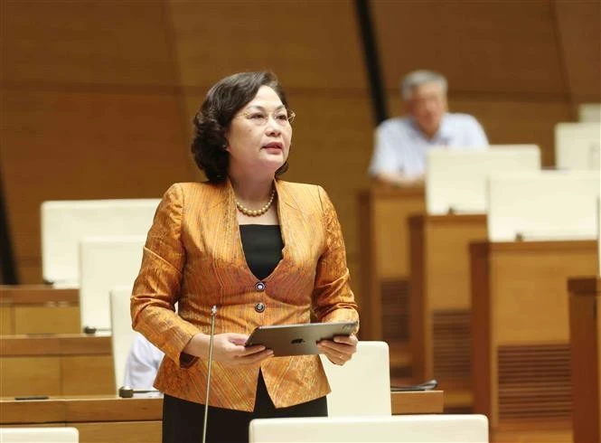 La gouverneure de la Banque d'État, Nguyên Thi Hông, lors de la séance de questions-réponses à la 9e session de la 15e Assemblée nationale, le 19 juin à Hanoï. Photo: VNA
