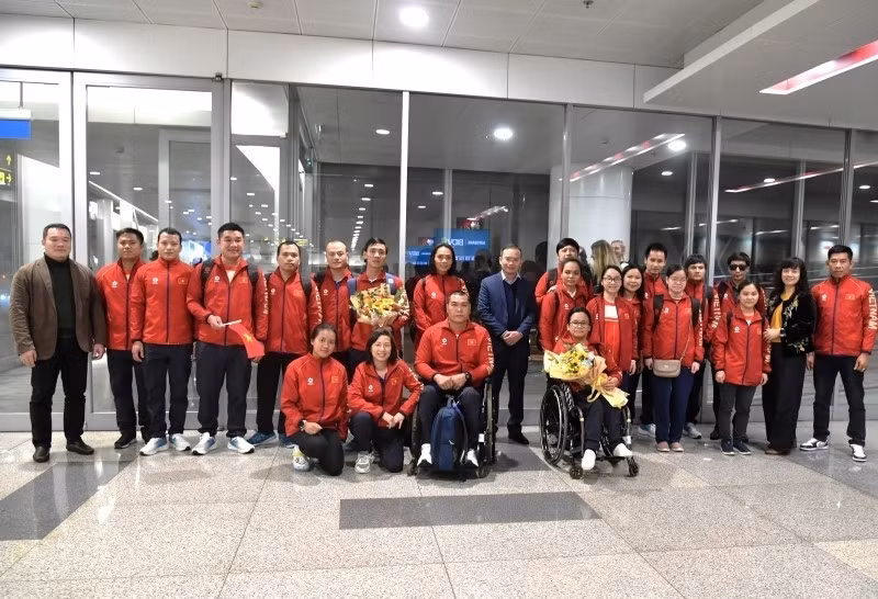 Cérémonie d'accueil des membres de la délégation des sportifs handicapés du Vietnam à Hanoï. Photo: Autorité des sports du Vietnam