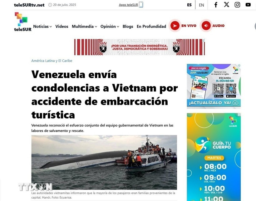 Le message du ministre vénézuélien des Affaires étrangères est publié sur TeleSUR. 