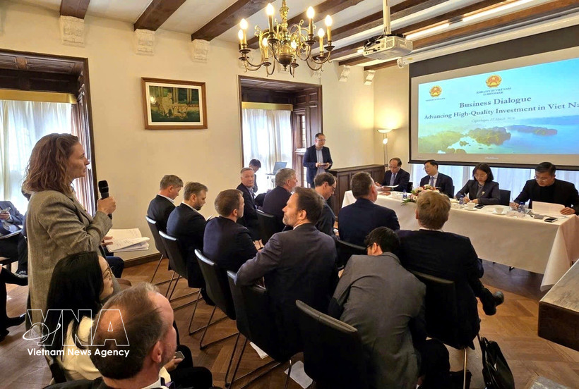 Des représentants d'entreprises danoises participent au dialogue. Photo : VNA