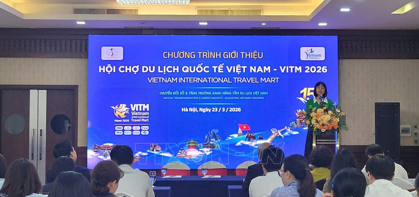 La conférence présentant le Vietnam International Travel Mart est organisée le 23 mars à Hanoï. Photo: VNA