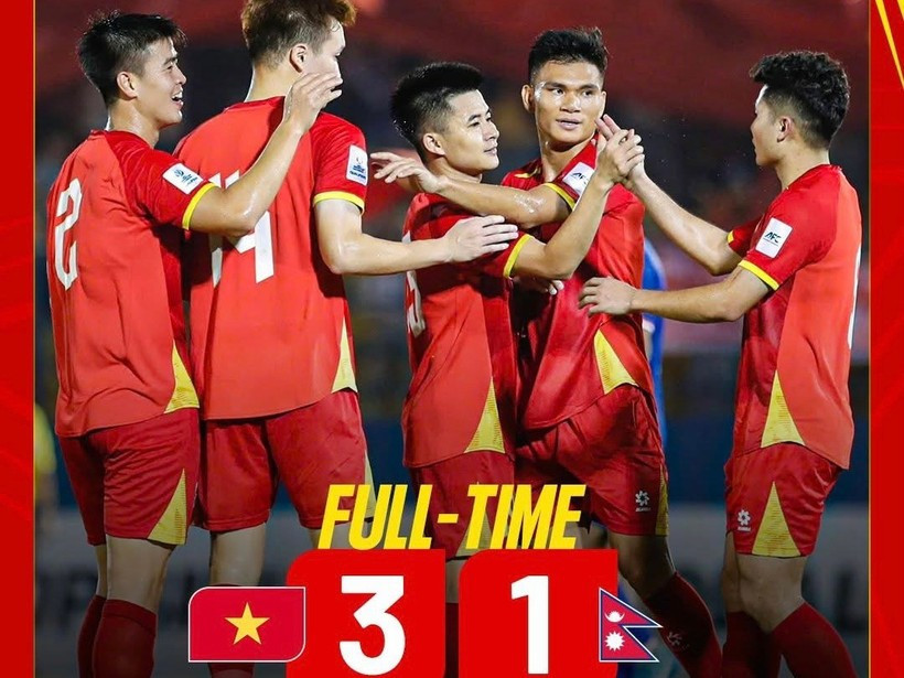 Le Vietnam s'impose face au Népal lors des éliminatoires de la Coupe d'Asie 2027. Photo: VFF