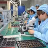 Contrôle de la qualité des produits avant expédition chez Vietonic Company, dans le parc industriel de Dinh Tram, province de Bac Ninh. Photo : VNA