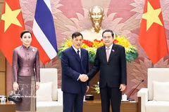 Le président de l’Assemblée nationale Tran Thanh Man (droite) rencontre le roi de Thaïlande Maha Vajiralongkorn Phra Vajiraklaochaoyuhua et la reine Suthida Bajrasudhabimalalakshana. Photo: VNA