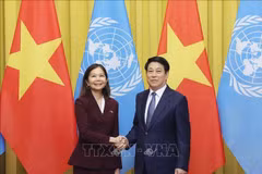 Le président Luong Cuong et Mme Pauline Tamesis, coordinatrice résidente des Nations Unies (ONU) au Vietnam. Photo: VNA