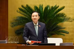 Le vice-président de l'Assemblée nationale, Nguyen Khac Dinh, prononce un discours. Photo : VNA