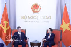 Le ministre des Affaires étrangères Le Hoai Trung (droite) reçoit Roman Roun, président du Parti communiste de Bohême et Moravie (KSCM) de la République tchèque. Photo: VNA