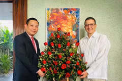 l’ambassadeur du Vietnam à Caracas, Vu Trung My (gauche) et l’ambassadeur de Cuba au Venezuela, Jorge Luis Mayo Fernández. Photo: VNA