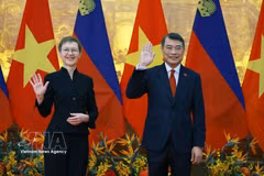 La Première ministre du Liechtenstein, Brigitte Haas et son homologue vietnamien Le Minh Hung. Photo: VNA