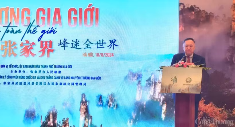 Zheng Dawei, conseiller culturel de l'ambassade de Chine au Vietnam, prend la parole lors de l'événement. Photo: VNA