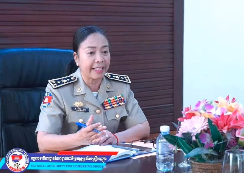La générale Chey Beaupha, secrétaire général adjoint de l'Autorité nationale de lutte contre la drogue au Cambodge (NACD). Photo: NACD/VNA
