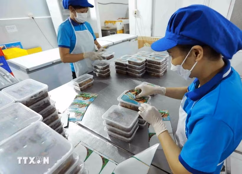 La marque "Ca Moi kho lang chai" de la société SOVI. dans le village de Nhan Trai, commune de Dai Ha, district de Kien Thuy, Hai Phong, obtient un certificat de produit OCOP 4 étoiles. Photo: VNA