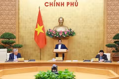Le Premier ministre Pham Minh Chinh s'exprime lors de la réunion. Photo: VNA