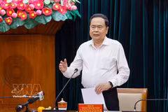 Le président de l'Assemblée nationale Trân Thanh Mân s'exprime lors de la conférence. Photo: VNA