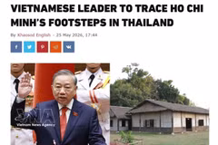 Capture d’écran de l’article « Le dirigeant vietnamien sur les traces du Président Hô Chi Minh en Thaïlande », publié par Khaosod English le 25 mai. Photo: VNA