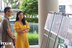 Exposition et lancement de deux livres de photos “50 ans de force du Vietnam” et “Ville de la paix – Notre ville”. Photo: VNA