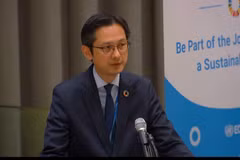 L’ambassadeur Dô Viêt Hung, chef de la Mission permanente du Vietnam auprès des Nations Unies s'exprime lors du débat. bphoto: VNA