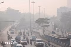 Les rues de Hanoï enveloppées d'un épais brouillard de pollution. Photo: VNA
