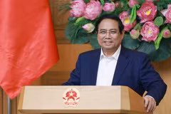 Le Premier ministre Pham Minh Chinh s'exprime lors de la réunion. Photo: VNA