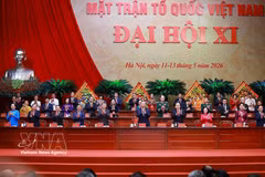 Les délégués à l'ouverture du 11e Congrès national du Front de la Patrie du Vietnam. Photo: VNA