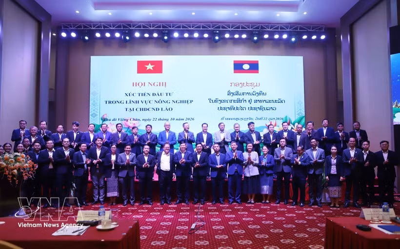 Des délégués lors de la conférence sur la promotion des investissements agricoles entre le Vietnam et le Laos. Photo : VNA