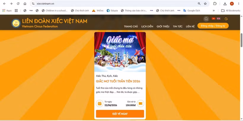 La Fédération vietnamienne du cirque vient de coopérer avec VTC pour mettre en place une plateforme de billetterie en ligne pour les spectacles du Cirque central, accessible sur le site xiecvietnam.vn.