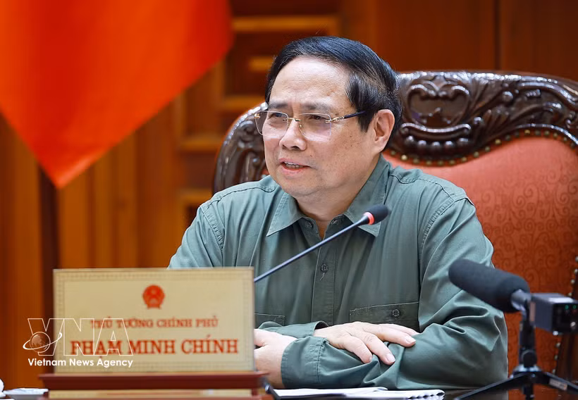 Le Premier ministre Pham Minh Chinh lors de la réunion. Photo : VNA