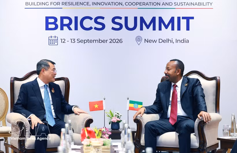 Le Premier ministre Lê Minh Hung et son homologue éthiopien Abiy Ahmed Ali. Photo : VNA