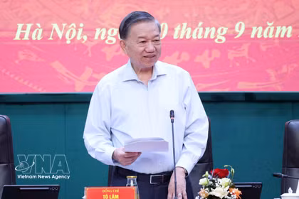 Le secrétaire général du Parti et président de la République, Tô Lâm, s'exprime lors de la conférence du Comité central du Parti pour la Sécurité publique, à Hanoi, le 30 septembre. Photo: VNA