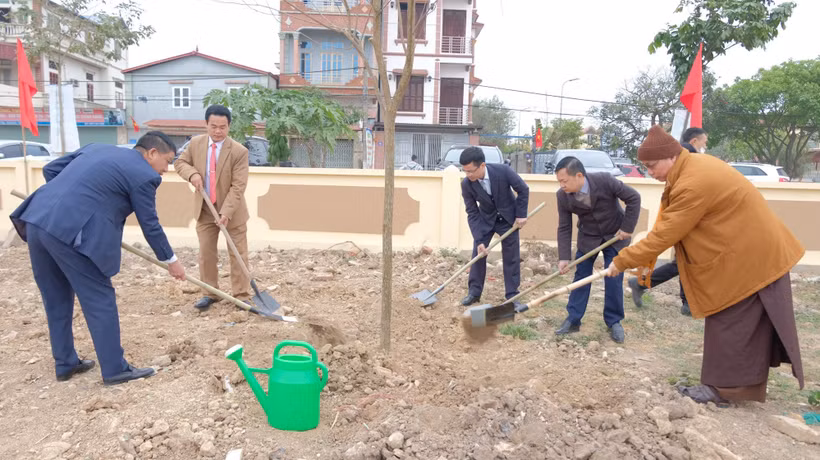 Plantation d'arbres au début du printemps dans la commune de Soc Son, à Hanoi. Photo : hanoimoi.vn