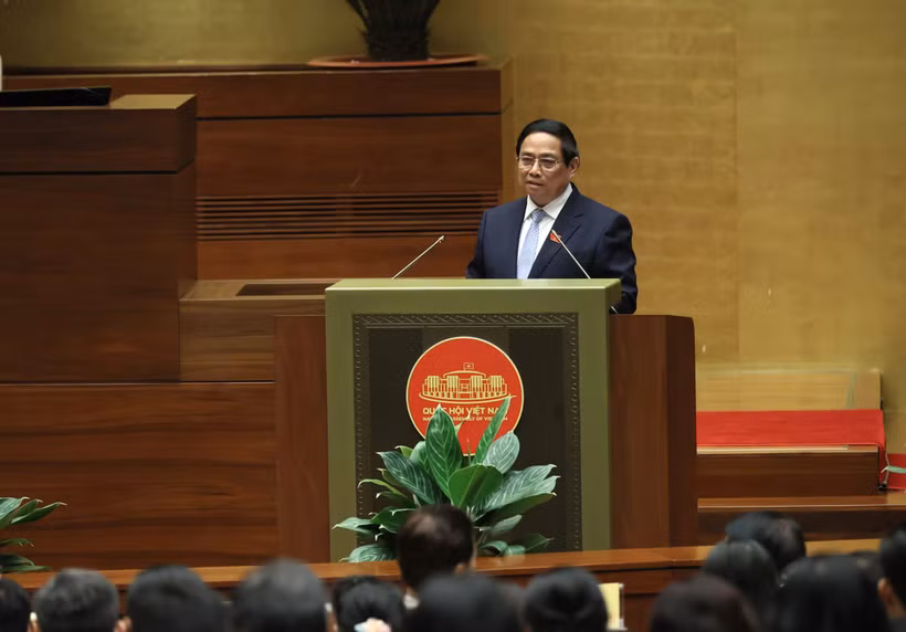 Le Premier ministre Pham Minh Chinh lors de la séance inaugurale de la 9e session de la 15e Assemblée nationale, à Hanoi, le 5 mai. Photo: VNA