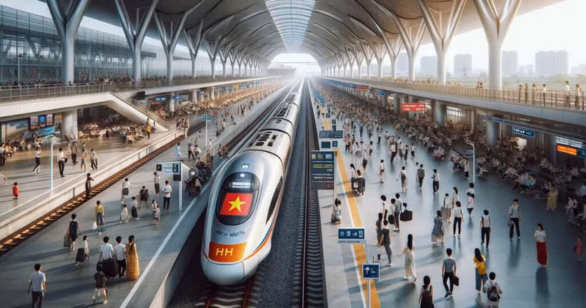 Maquette de la ligne ferroviaire à grande vitesse Nord-Sud. Photo : VNA
