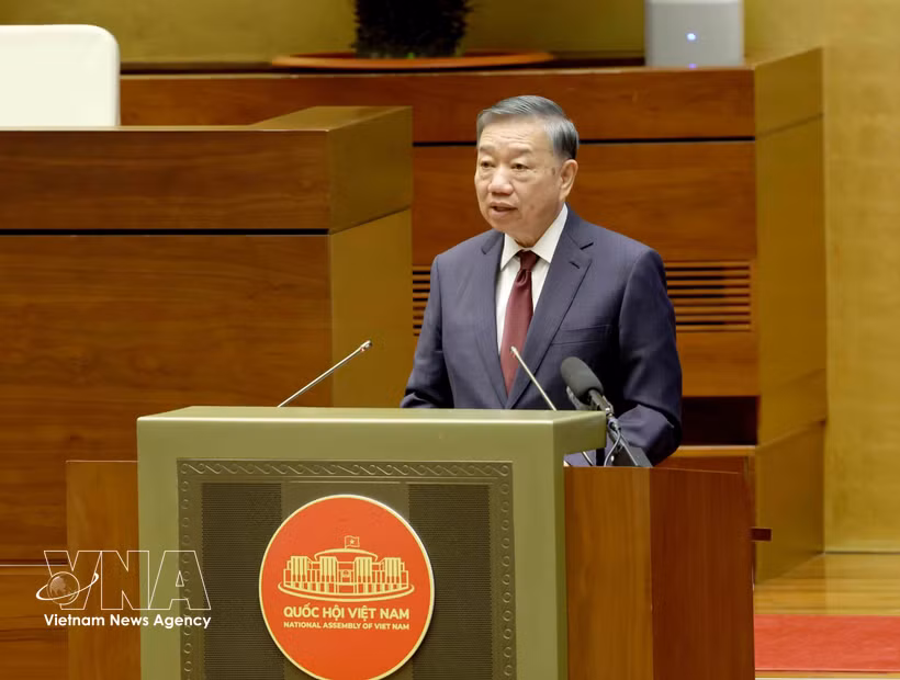 Le secrétaire général du Parti et président de la République, Tô Lâm, s'adresse à la conférence nationale, à Hanoi, le 3 septembre. Photo: VNA