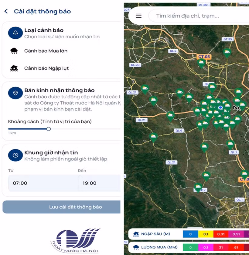 Hanoi lance une carte des inondations et des précipitations en temps réel sur iHanoi