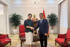 Le vice-ministre des AE Nguyên Minh Vu reçoit la vice-présidente du Guangxi de Chine. Photo : VNA