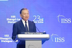 Le secrétaire général du Comité central du Parti communiste du Vietnam et président de la République To Lam lors du Dialogue Shangri-La, tenue à Singapour. Photo : VNA