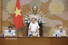 Le président de l’Assemblée nationale (AN), Trân Thanh Mân lors de la réunion. Photo : VNA 