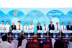 Cérémonie d'inauguration de la station d'épuration des eaux de Hoa Binh - Xuân Mai. Photo hanoimoi.vn