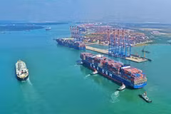 Vue du port en eau profonde Gemalink. Photo : gemadept.com.vn