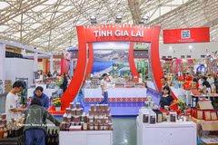 Les produits emblématiques des Hauts Plateaux du Centre (Tây Nguyên) sont présentés au public et aux visiteurs lors de la Foire. Photo : VNA