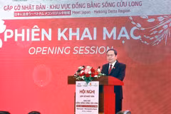 Le président de l'Assemblée nationale, Tran Thanh Man, s'exprime lors de l'événement « Rencontre Japon – Région du delta du Mékong » à Can Tho, le 8 août. (Photo : VNA)