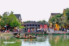 Le pont couvert japonais (Chùa Cầu), joyau architectural emblématique du site du patrimoine culturel mondial de la vieille ville de Hoi An, à Da Nang. Photo : VNA