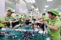 Une chaîne de production de faisceaux de câbles électriques à la société Bandai. Photo : VNA