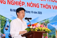 Phuong Dinh Anh, directeur adjoint du Bureau de coordination central du Programme cible national, prend la parole (Photo : VNA)