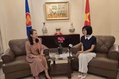 L'ambassadrice Ton Thi Ngoc Huong, représentante permanente du Vietnam auprès de l'ASEAN dans un entretien accordé à l'Agence vietnamienne d'information (VNA). Photo : VNA