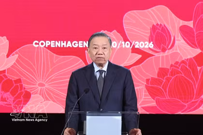 Le secrétaire général du Parti communiste du Vietnam (PCV) et président de la République, To Lam, prend la parole. Photo: VNA