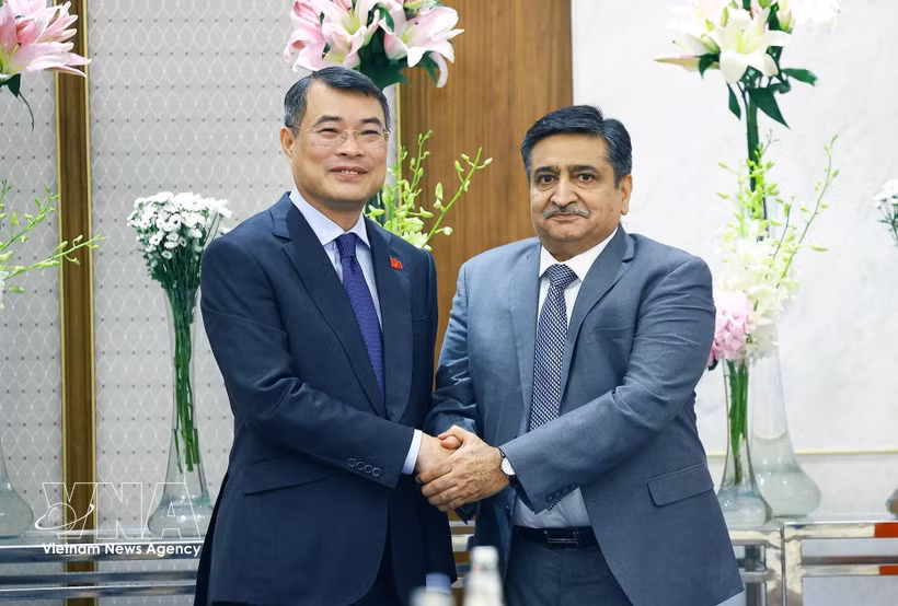 Le Premier ministre vietnamien Le Minh Hung (à gauche) et Sanjay Dhawan, vice-président du groupe ACME. Photo : VNA